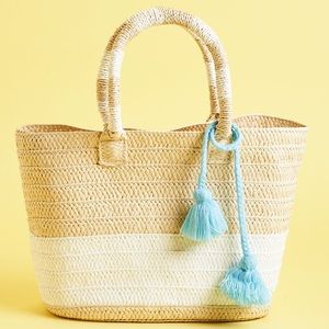 ALTRU straw tote beach bag with tassels